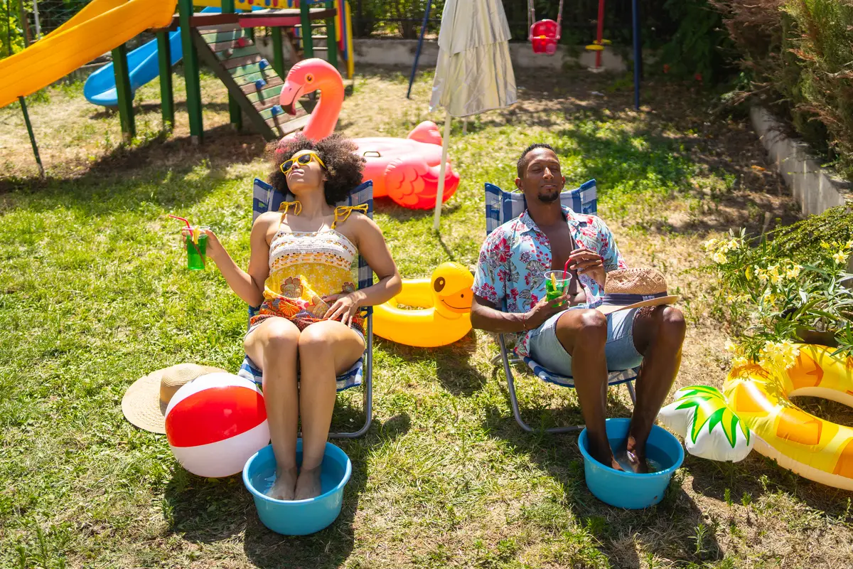 Man Drinking Cocktail In Sea